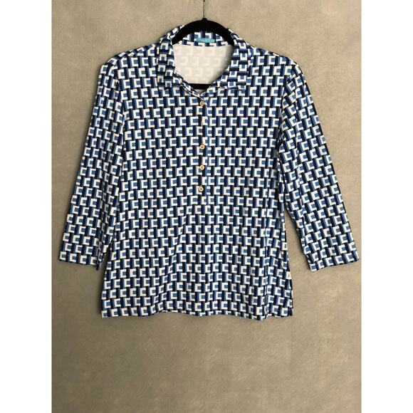 J. McLaughlin Tops - J. McLaughlin Pop-Over Top Women's Large 3/4 Sleeve Graphic Print